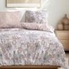 Lenjerie de pat Bahar Home Mirandus Mink floral bej roz prăfuit din bumbac 100% ranforce 145 TC