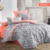 Lenjerie de pat dublu bumbac 100% ranforce cu design geometric gri și portocaliu