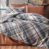 Lenjerie de pat dublu bumbac 100% ranforce Bahar Home Plaid gri-alb cu design în carouri