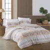 Lenjerie de pat din bumbac 100% ranforce bej-gri cu design exotic de elefanți din colecția Bahar Home