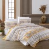 Lenjerie de pat din bumbac 100% ranforce galben-gri cu design exotic de elefanți din colecția Bahar Home
