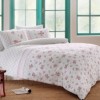 Lenjerie de pat dublu din bumbac 100% ranforce cu design floral delicat în nuanțe de roz și alb