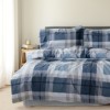 Lenjerie de pat bumbac 100% ranforce Bahar Home Carlo model albastru in carouri