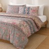 Lenjerie de pat dublu bumbac 100% ranforce Karen cu model paisley floral si cearsaf roz uni