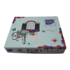 Lenjerie de pat din bumbac ranforce Pucioasa, design broderii florale roz și gri pe fundal alb cu carouri subtile