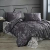 Lenjerie de pat dublu cu design floral elegant în gri și alb, bumbac 100% ranforce