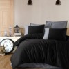 Lenjerie de pat din bumbac 100% ranforce cu design minimalist în nuanțe de negru și gri