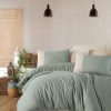 Lenjerie de pat Pucioasa Pure V8 din bumbac 100% ranforce, design verde deschis și crem
