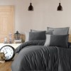 Lenjerie de pat Pucioasa Pure V9 din bumbac 100% ranforce, design gri închis și gri deschis