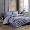 Lenjerie de pat dublu cu design sofisticat mov deschis, broderii fine, bumbac 100% ranforce