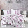 Lenjerie de pat bumbac 100% Ranforce Azur cu design geometric în nuanțe de mov și gri pe fundal alb, modern și elegant.