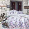 Lenjerie de pat bumbac 100% Ranforce Nevada cu design floral pe fundal alb