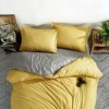 Lenjerie de pat dublu din bumbac 100% ranforce cu design modern în nuanțe de galben și gri