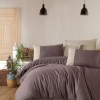 Lenjerie de pat din bumbac 100% ranforce cu design minimalist în nuanțe de maro și crem