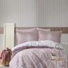 Lenjerie de pat din bumbac 100% ranforce model Rosida roz-alb cu design floral și baroc