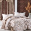 Lenjerie de pat bumbac 100% Ranforce Ralex Pucioasa Turka v2 cu design floral clasic în nuanțe de bej și crem