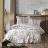 Lenjerie de pat dublu bumbac 100% ranforce Ralex Pucioasa Varna cu design floral în nuanțe de crem și bej.