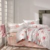 Lenjerie de pat bumbac 100% Ranforce Ralex Pucioasa Zena cu design floral romantic în nuanțe de roz și alb