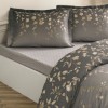 Set lenjerie de pat dublu Elaris din bumbac 100 % mako-satin, imprimeu floral pe fond maro