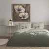 Set lenjerie de pat dublu Nurel din bumbac 100 % mako-satin, imprimeu floral pe fond verde