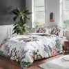 Lenjerie de pat TAC Mako-Satin Cherlyn cu design floral colorat pe fundal alb, bumbac 100% satinat