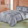 Lenjerie de pat dublu din satin gri, model Corete