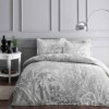Lenjerie de pat TAC Leandro Gri cu design elegant paisley gri pe bumbac 100% satinat, include cearceaf de pat, husă de pilotă și fețe de pernă