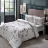 Lenjerie de pat bumbac 100% satinat TAC Liara, gri, design floral, 4 piese