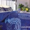 Lenjerie de pat bleumarin cu cercuri albastre din bumbac satinat TAC
