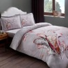 Lenjerie de pat TAC din bumbac 100% mako satin, model floral în nuanțe de roz și gri