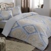 Lenjerie de pat din bumbac 100% satinat Tac Vales cu model albastru deschis și bej cu motive decorative