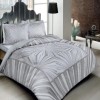 Lenjerie de pat din satin de lux model Venus gri-argintiu cu design geometric