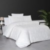 Lenjerie de pat First Choice Carmina Alb bumbac satinat 220 TC cu imprimeu floral alb si arabescuri roz pal