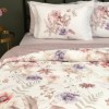 Lenjerie de pat First Choice Ervona bumbac satinat 220 TC flori roz lila si piersiciu pe fond crem
