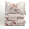 Lenjerie de pat First Choice Ervona bumbac satinat 220 TC flori roz lila si piersiciu pe fond crem