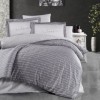 Lenjerie de pat bumbac satin de lux 6 piese First Choice Love gri cu imprimeu modern love