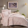 Lenjerie de pat First Choice Lucas Roz Pudra bumbac satinat 220 TC cu imprimeu frunze tropicale roz pal