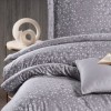 Lenjerie de pat First Choice Megan Gri bumbac satinat 220 TC model geometric cu triunghiuri gri argintiu