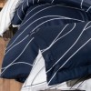 Lenjerie de pat bumbac satin de lux 6 piese First Choice Mesi Albastru cu design modern albastru navy si linii