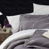 Lenjerie de pat bumbac satin de lux 6 piese First Choice Mesi gri cu design modern si linii