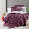 Lenjerie de pat bumbac satin de lux 6 piese First Choice Mesi Bordo cu design modern si linii albe