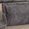 Lenjerie de pat First Choice Neva Polama bumbac satinat 220 TC model paisley gri antracit cu arabescuri argintii