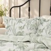 Lenjerie de pat First Choice Simera bumbac satinat 220 TC cu frunze si flori de camp verzi pe fond crem