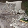 Lenjerie pat satin de lux Living Maro, First Choice, imprimeu natura si linii, 6 piese