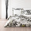 lenjerie de pat bumbac satinat TAC Delux Digital Grenada design floral alb negru