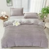 Lenjerie de pat cocolino Line gri pentru pat dublu, material moale de inalta densitate, ideal pentru sezonul rece.