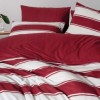 Lenjerie pat Craciun bumbac ranforce Jolly Red cu dungi rosii si albe Cozy Home