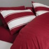 Lenjerie pat Craciun bumbac ranforce Jolly Red cu dungi rosii si albe Cozy Home