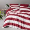 Lenjerie pat Craciun bumbac ranforce Jolly Red cu dungi rosii si albe Cozy Home