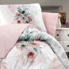 Lenjerie de pat 3D bumbac satin de lux 6 piese First Choice Glen cu imprimeu floral pastel si efect realist